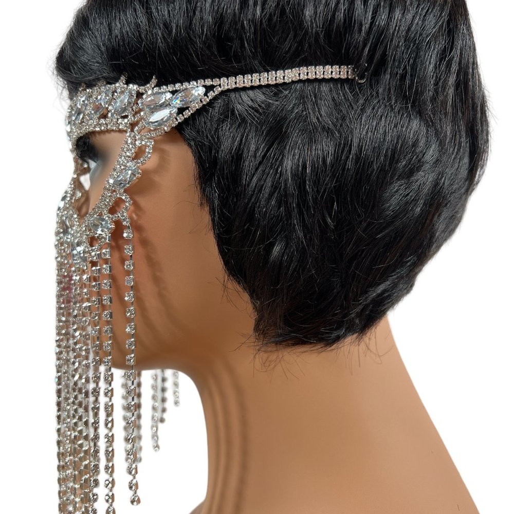 Crystal Tassel Face Mask Halloween Mask Masquerade Mask Women Rhinestone Jewelry - Picture 8 of 15